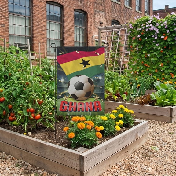 Soovim Ghana Garden Flag 12x18 Inch, Double Sided Country Flag for Outdoor Yard Patio Decor, Weather Resistant Polyester Lawn Decoration