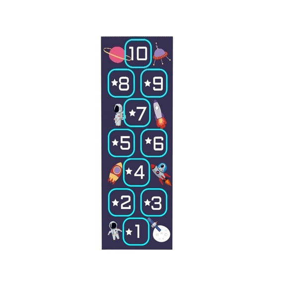 Soovim Hopscotch Rug for Kids, Indoor Outdoor Activity Play Mat with Non- Backing, Educational Carpet for Balance & Coordination, Children's Floor Game Mat