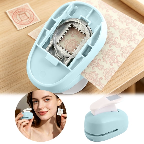 Soovim Postage Stamp Punch Paper Craft Tool, Rectangle Stamp Hole Puncher for Scrapbooking Journaling Card Making, Lever Action Paper Punch for DIY Crafts