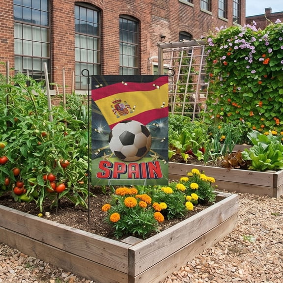 Soovim Spain Garden Flag 12x18 Inch Double Sided Spanish National Flag Outdoor Yard Decor Polyester Fade Resistant Banner for Patio Lawn Home