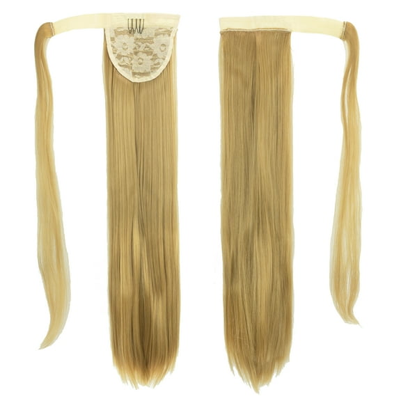 Soowee Straight Black Blonde Wrap Around Ponytail Extension Little Pony Tail Synthetic Hair Extensions Hairpiece