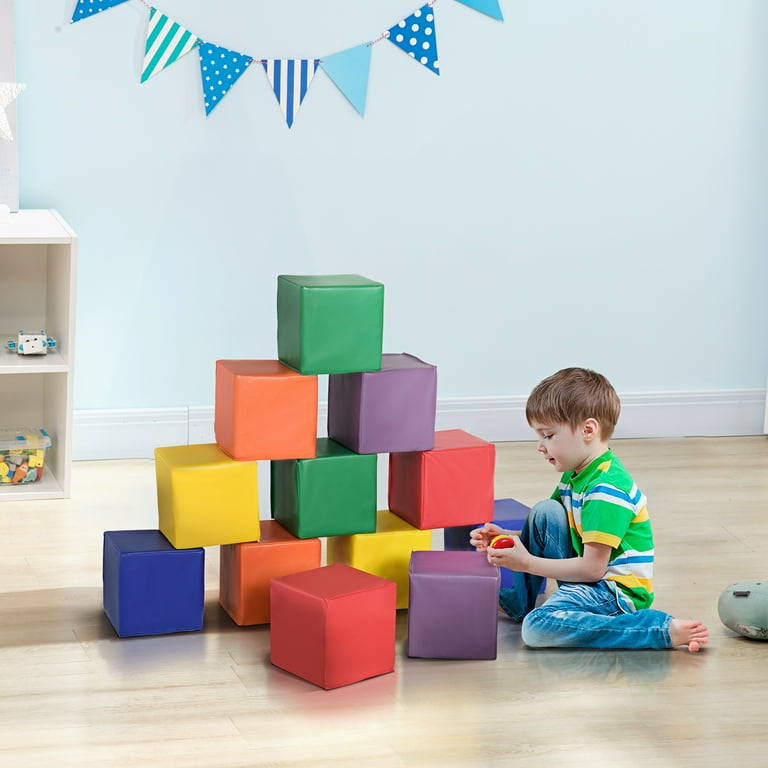 Soozier 12pc Rainbow Activity Soft Foam Building Blocks, Learning
