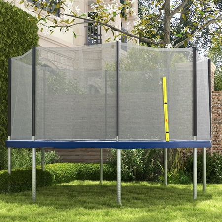 Soozier Trampoline Safety Enclosure Net for 14ft. Round Trampoline with 8 Straight Poles, Yellow Zippered Entrance, Poles Not Included