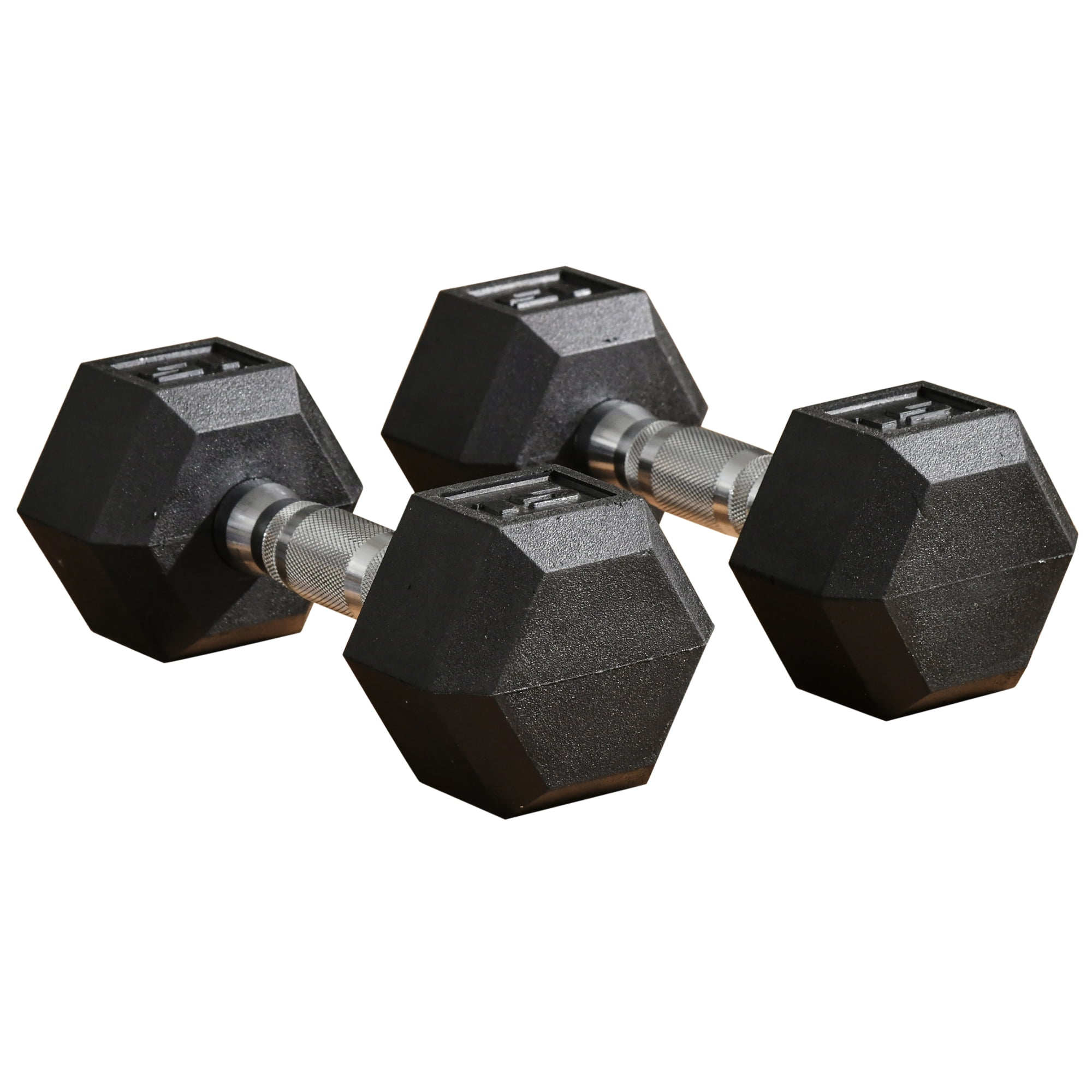 Soozier 2 X 15Lbs Hex Dumbbell Set Of 2,Rubber Weights Exercise Fitness Dumbbell with Non-Slip Handles,Anti-Roll,For Women or Men Home Gym Workout,Black Steel Sports Fitness Exercise Equipment