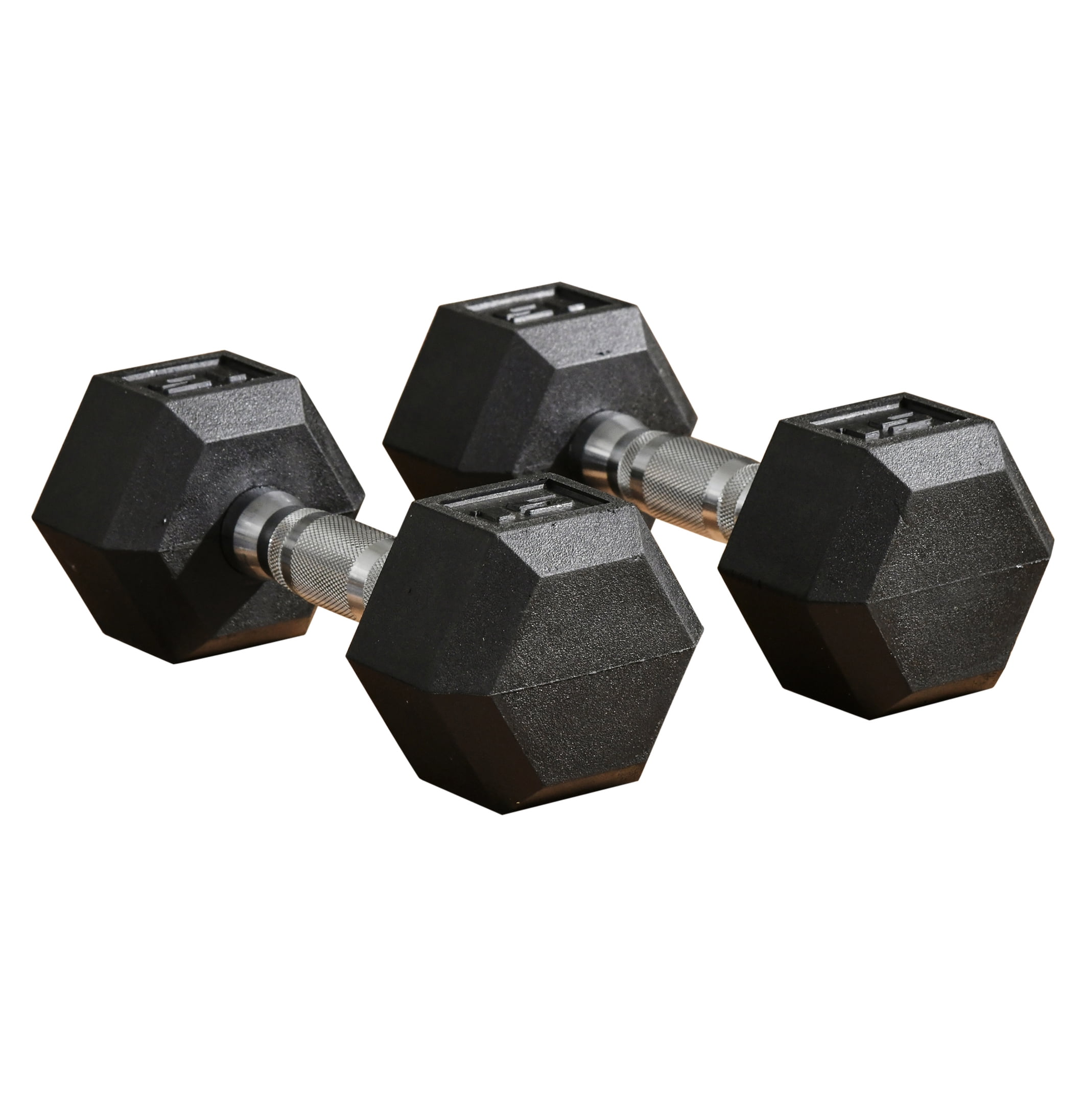 Soozier 2 x 15lbs Hex Dumbbell Set of 2, Rubber Weights Exercise Fitness Dumbbell with Non-Slip Handles, Anti-roll, for Women or Men Home Gym Workout