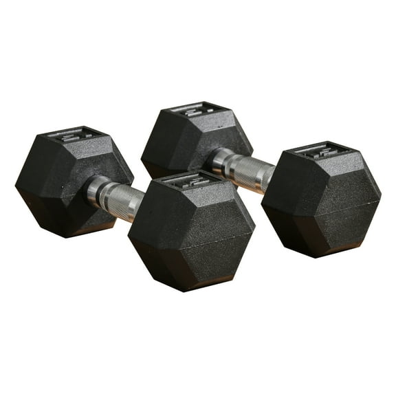 Soozier 2 x 15lbs Hex Dumbbell Set of 2, Rubber Weights Exercise Fitness Dumbbell with Non-Slip Handles, Anti-roll, for Women or Men Home Gym Workout