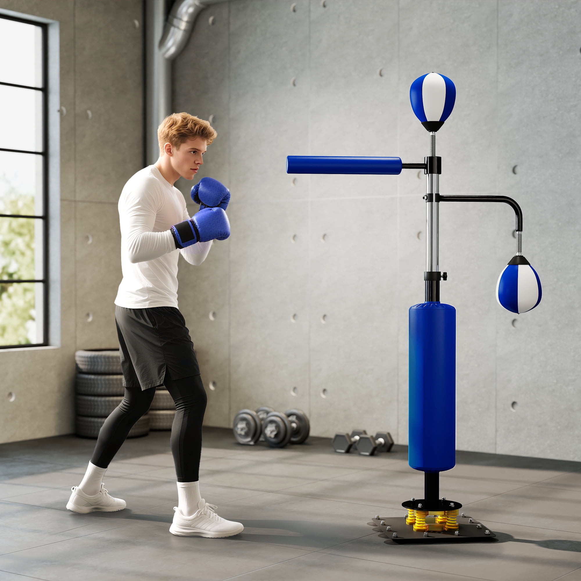 Soozier 4.6'-6.7' Speed Bag Boxing Bag Stand with Reaction Bar