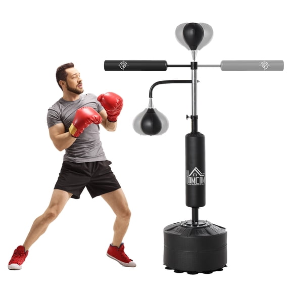 Soozier 4-in-1 Boxing Punching Bag Stand with 2 Speedballs, 360 Relax Bar, & PU-Wrapped Bag & Adjustable Height, Black