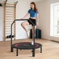 thumbnail image 1 of Soozier 40" Foldable Mini Trampoline, Rebounder Trampoline for Adults with Adjustable Foam Handle for Indoor Outdoor Workout, Max Load 330 lbs, Red, 1 of 10
