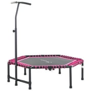 Soozier 48" Adult Hexagon Rebounder Trampoline Fitness Bungee Jumping Cardio Trainer Outdoor Bouncer Jumper Adjustable Bar Pink