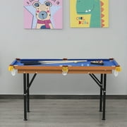 Soozier 55 Portable Folding Billiards Table Game Pool Table for Kids Adults With Cues, Ball, Rack, Brush, Chalk, Blue