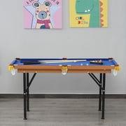 Soozier 55 Portable Folding Billiards Table Game Pool Table for Kids Adults With Cues, Ball, Rack, Brush, Chalk, Blue