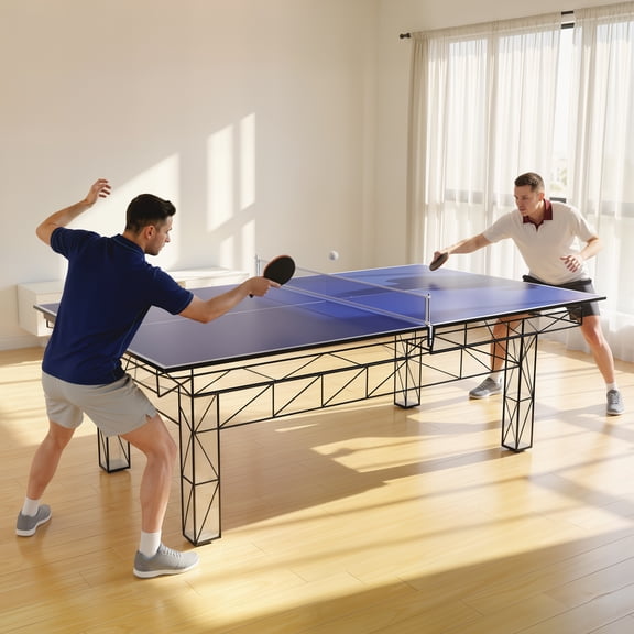Soozier 9 ft Folding Ping Pong Table Top for Billiard Pool Tables, Regulation Sized Foldable Table Tennis Conversion Top with Net Set, Foam Padding