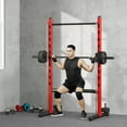 thumbnail image 1 of Soozier Adjustable Squat Rack with Pull Up Bar and Barbell Bar, Multi-Function Bench Press Weight Lifting Equipment, Red, 1 of 10
