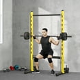 thumbnail image 1 of Soozier Adjustable Squat Rack with Pull Up Bar and Barbell Bar, Multi-Function Bench Press Weight Lifting Equipment, Yellow, 1 of 10