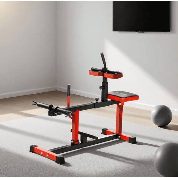Soozier Adjustable Steel Seated Calf Raise Exercise Strength Training Gym Equipment  Red