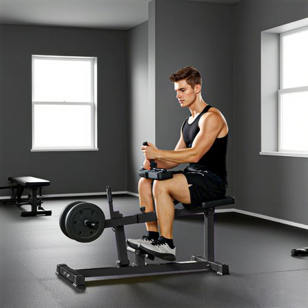 Soozier Adjustable Steel Seated Calf Raise Exercise Strength Training Gym Equipment, Black