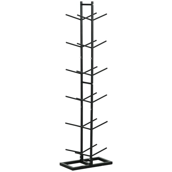 61.8" Vertical Basketball Storage Rack - Steel Ball Holder Organizer for 12 Balls, Black