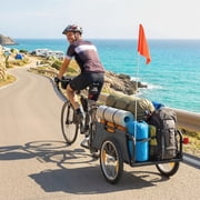 Soozier Bike Trailer with Open Frame for Bicycle Cargo Trailer with 16 Inch Wheels Aluminum Rims for Hauling Long Items, Gray