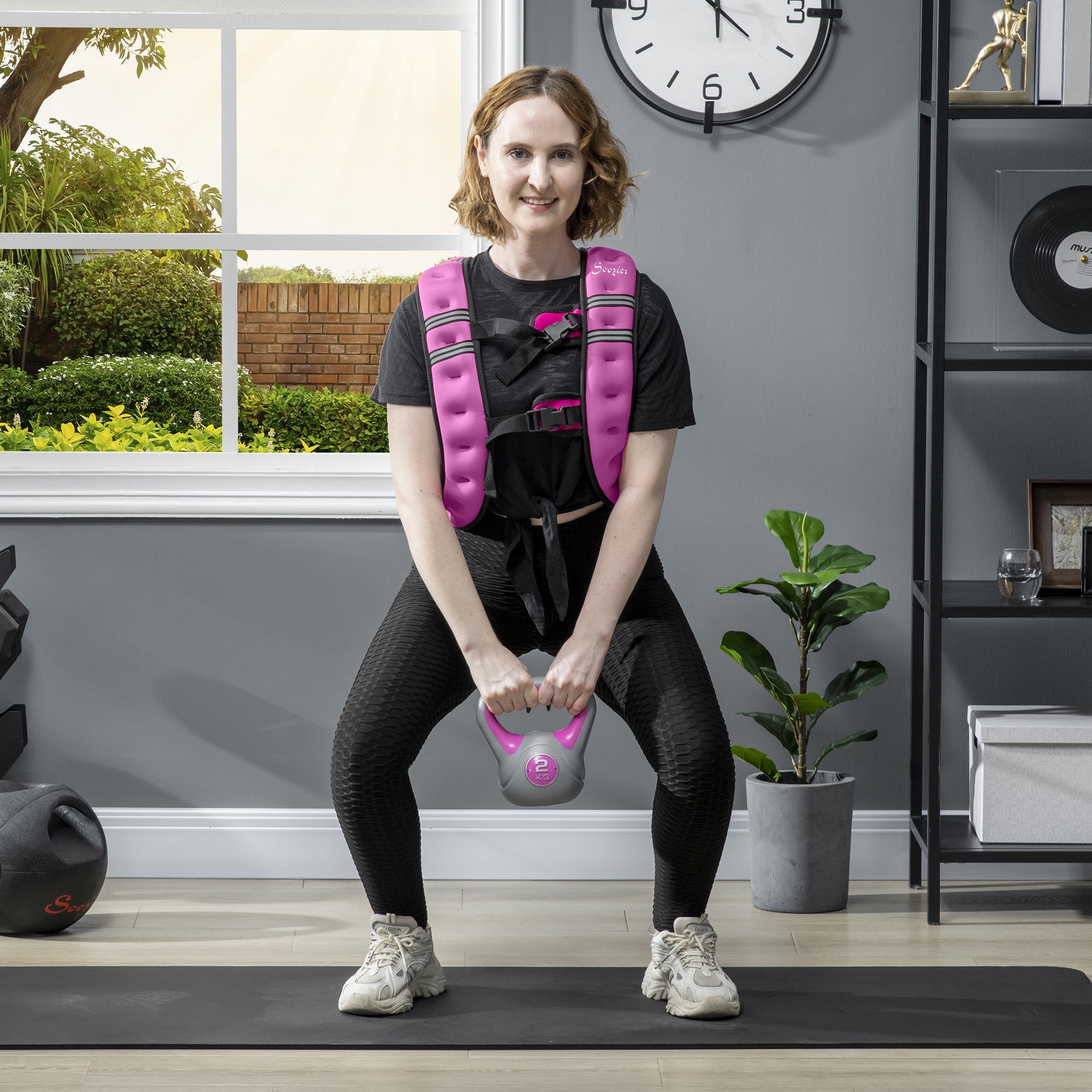 Soozier Weight Vest Workout Equipment Adjustable 17.6lbs Weighted Vest for Men Women, Pink