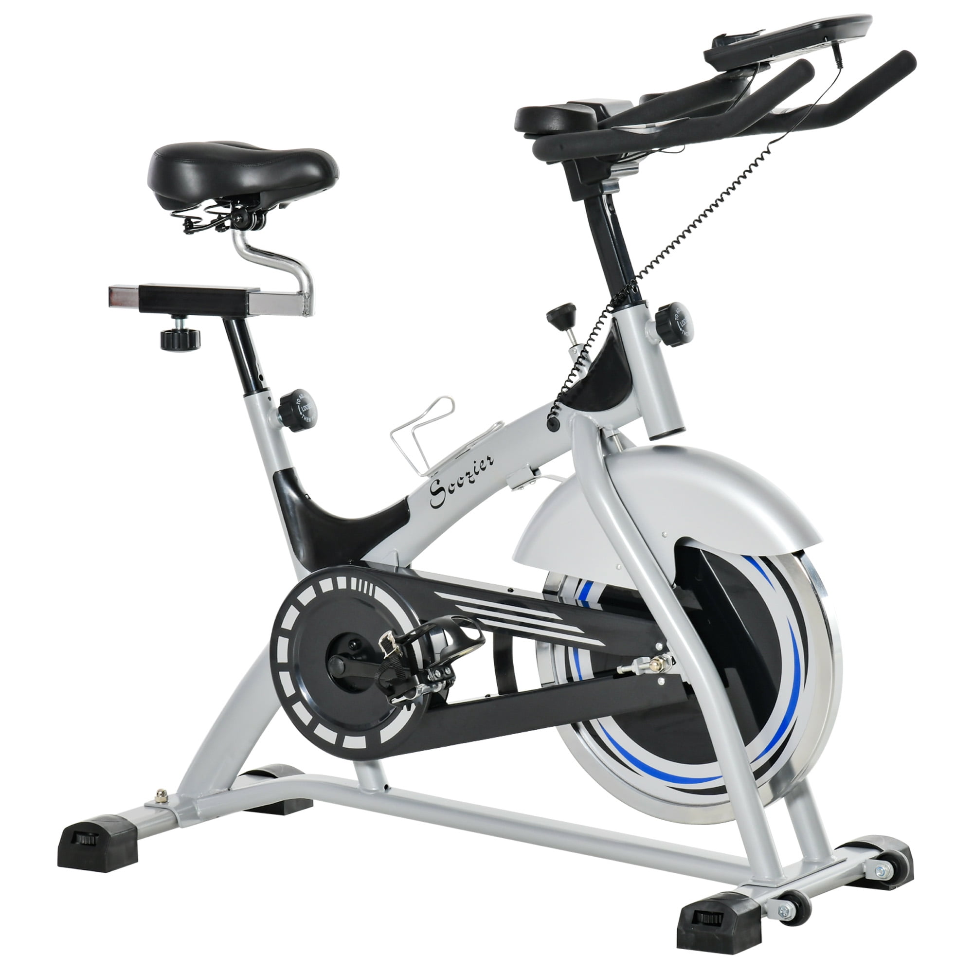 Soozier upright exercise bike belt drive 2025 home gym magnetic resistance with lcd monitor
