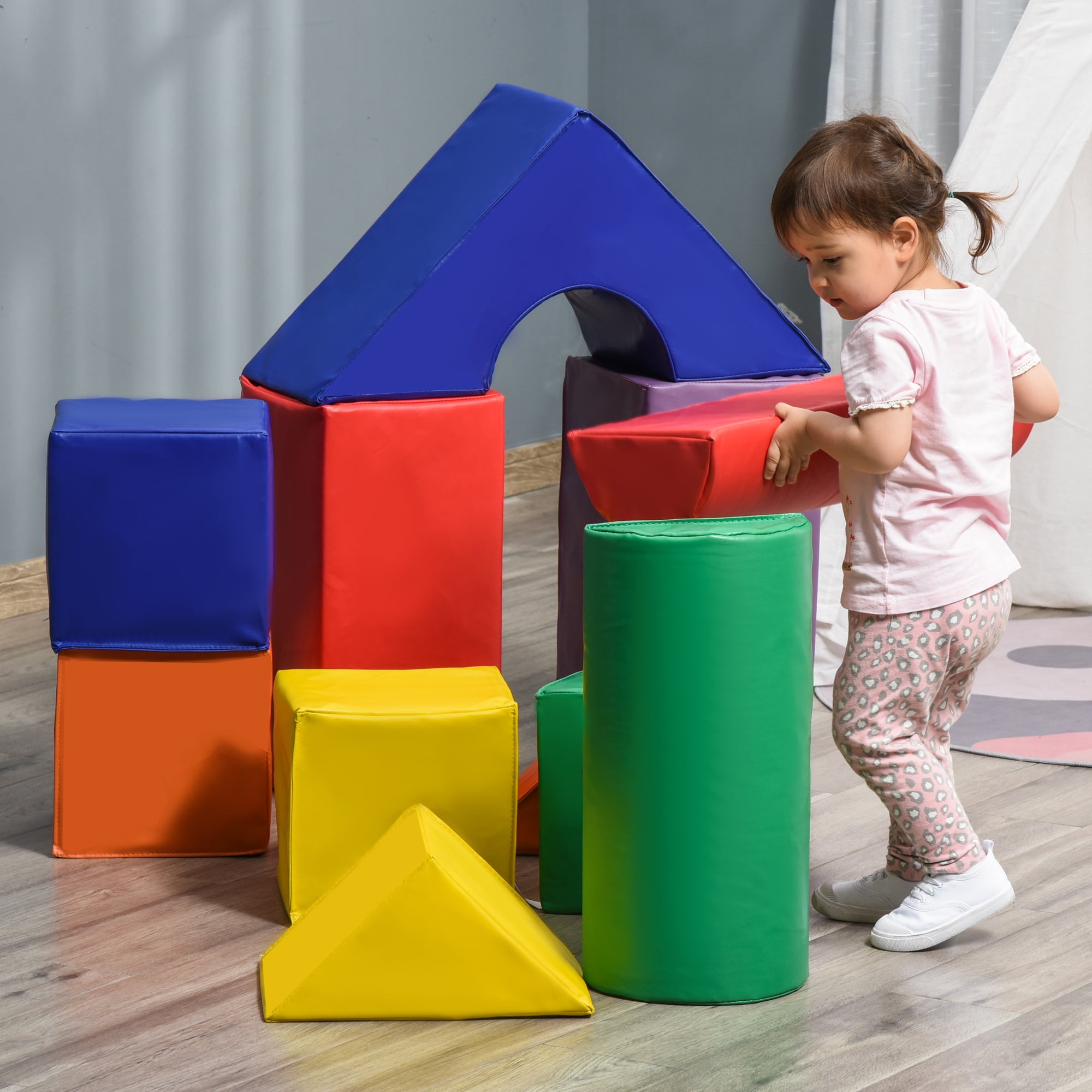 Soozier Foam Climbing Blocks for Toddlers, 11Piece Baby Soft Foam Play Set, Climb and Crawl