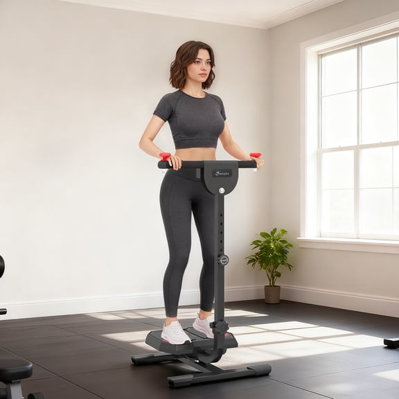 Soozier Foldable Ab Twister Board for Waist with LCD Display, Ab Workout Equipment for Women & Men, Core Fitness Training Ab Workout Equipment, Red