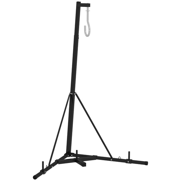 Soozier Foldable Height Adjustable Heavy Punching Bag Stand with Weighted Triangle Base, Freestanding Boxing Hanger Holder for Heavy Bag & Speed Bag, Max 132 Lbs Capacity, Stand Only, Black