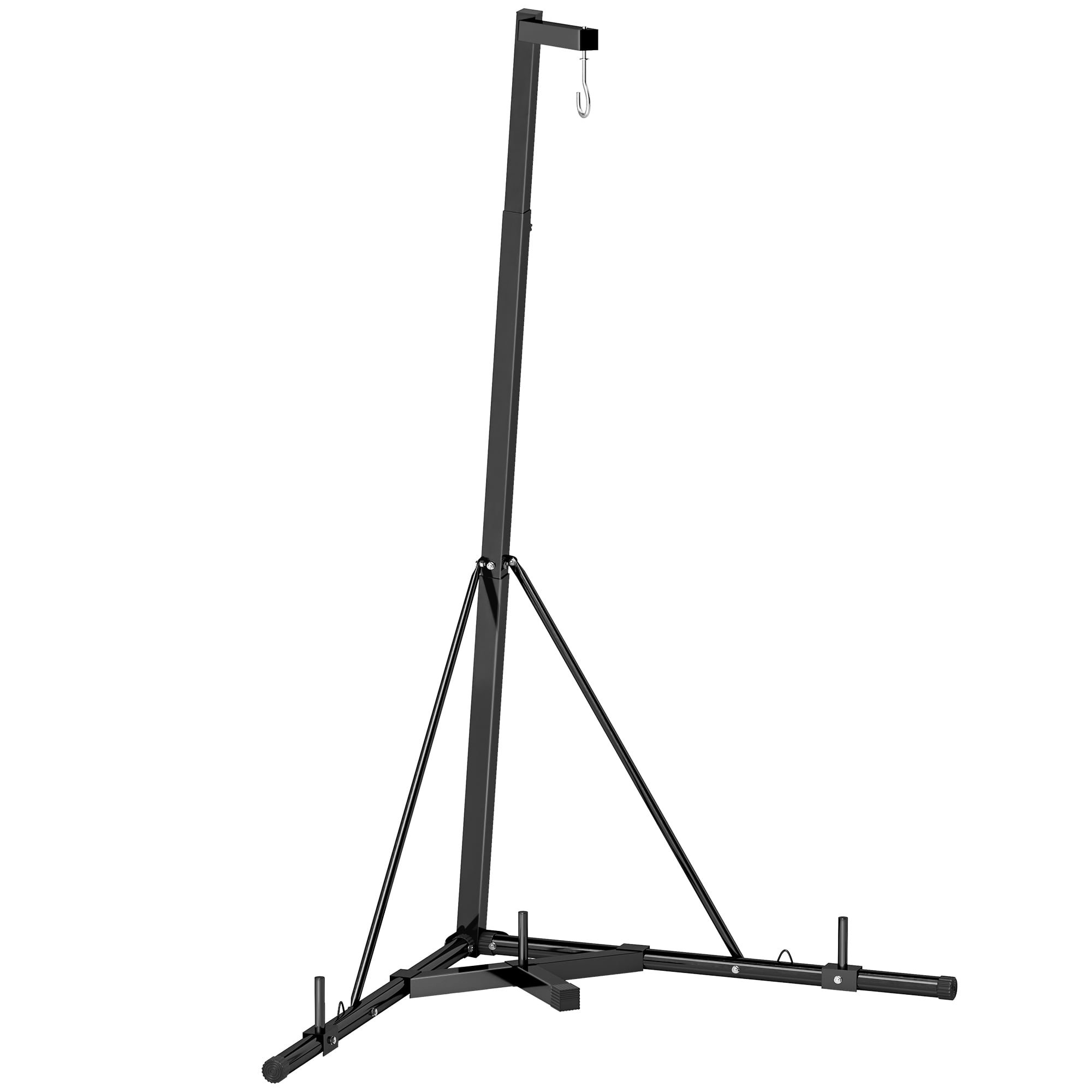 Soozier Foldable Punch Bag Stand,Height Adjustable Heavy Bag Stand with Weighted Base,Free Standing for Home Gym,Stand Only,Black Steel Sports Fitness Exercise Equipment