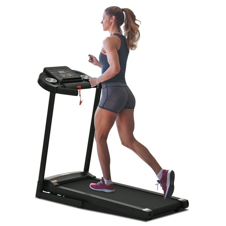Soozier Folding Treadmill 1.5HP 7.45 MPH Max Speed Electric Motorised Running Jogging Walking Machine w 12 Preset Programs and LED Display for Home
