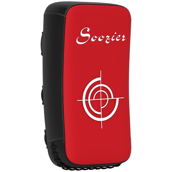 Soozier Kicking Strike Pad - Curved Boxing Pad for MMA, Karate, Muay Thai - Adjustable Straps, EPE Foam - Red, 16.5" x 8.7"