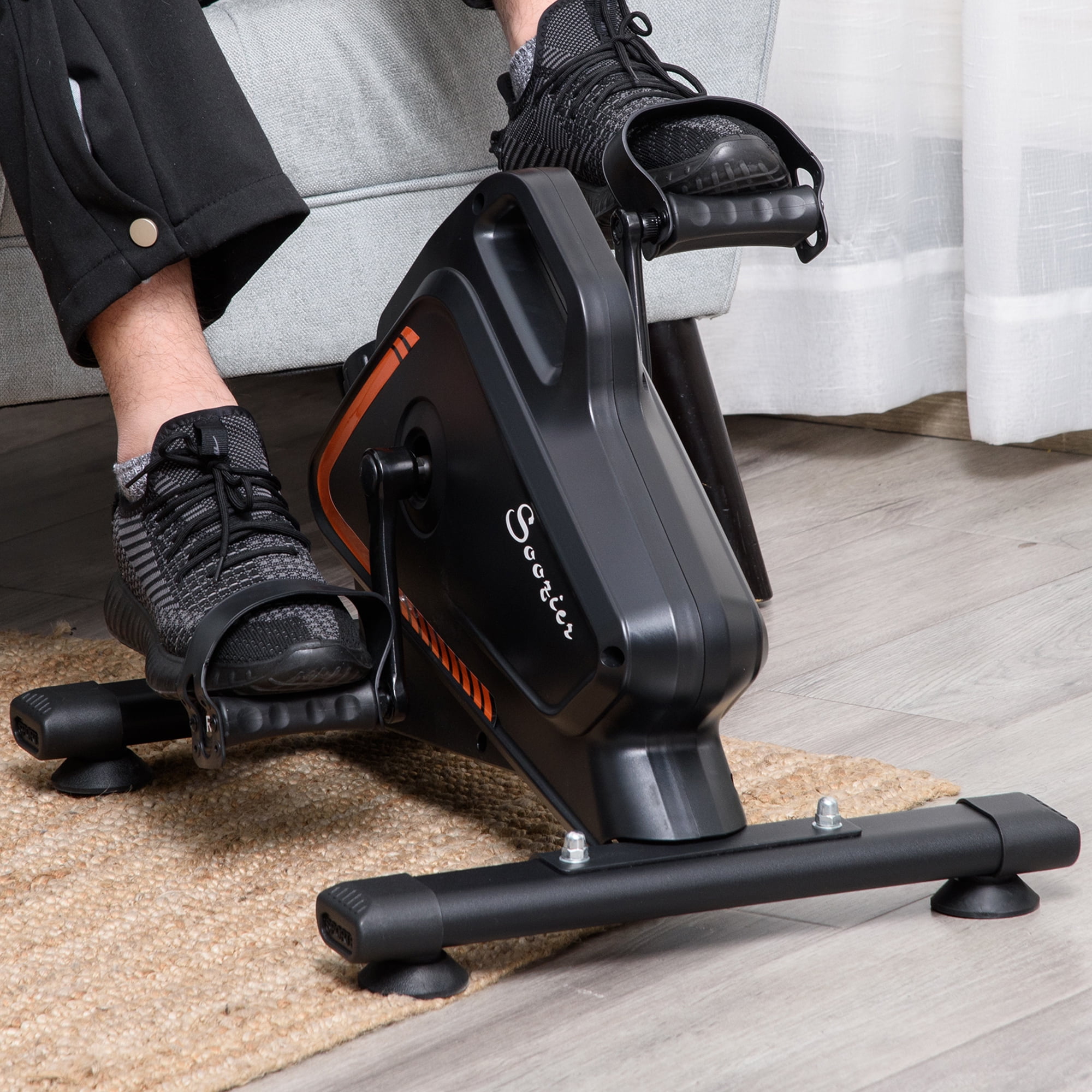 Soozier Mini Exercise Bike Magnetic Under Desk Bike Pedal Exerciser 5 Levels Adjustable Resistance Rehabilitation Orange Black Walmart