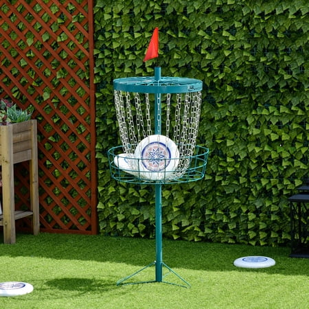 Soozier Portable Disc Golf Basket Target with 24-Chain, Transit Bag, Blue