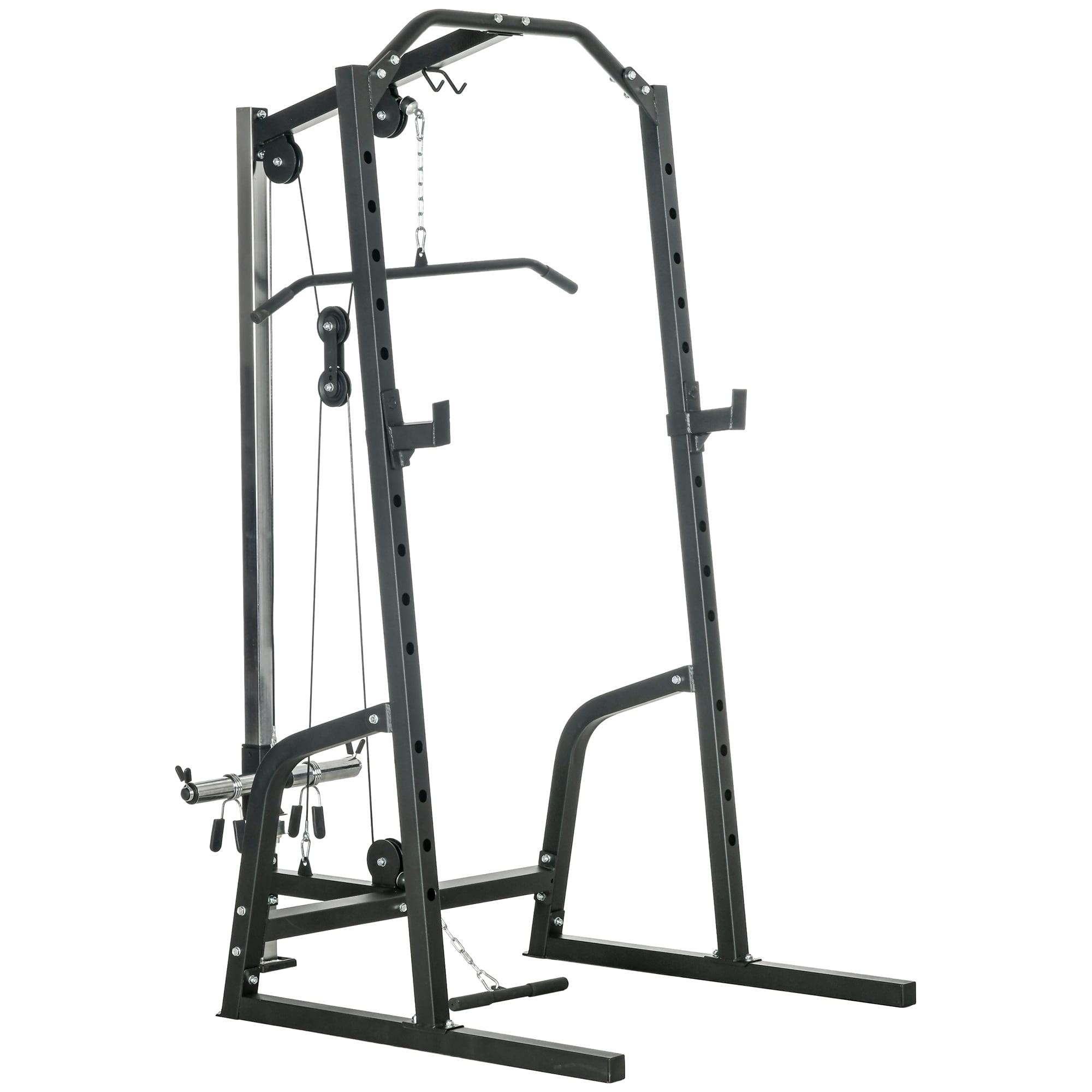 Soozier Power Cage with Pulley System, Squat Rack, Pull up / Push up Stand
