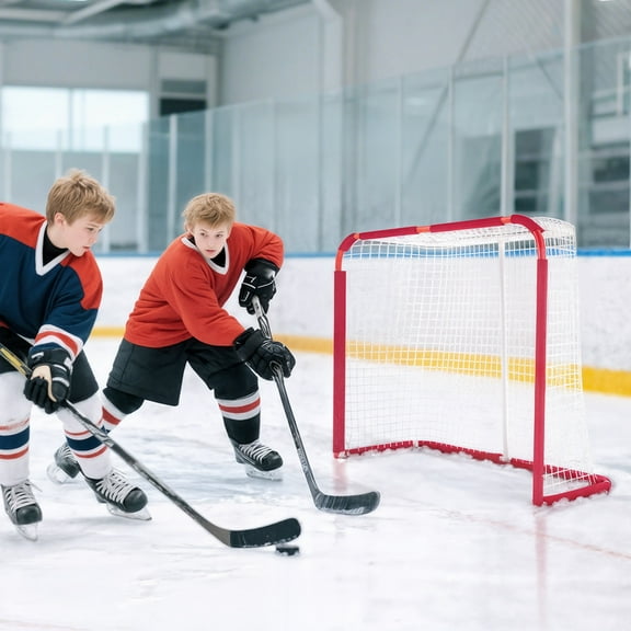 Soozier 6 x 4 ft Hockey Net, All Weather Street Hockey Goal with Steel Frame, PE Mesh for Backyard, Easy Assembly