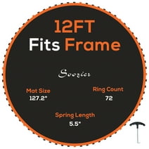 Soozier Trampoline Mat with 72 V-Hooks, Fits 12' Trampoline, Orange