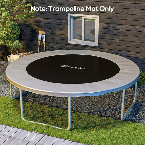 Soozier Trampoline Replacement Mat, Fits 14' Trampoline w/ 80 V-Hooks & 5.5" Springs, 8 Rows of Stitching & Tool (Spring & Frame not Included), Black