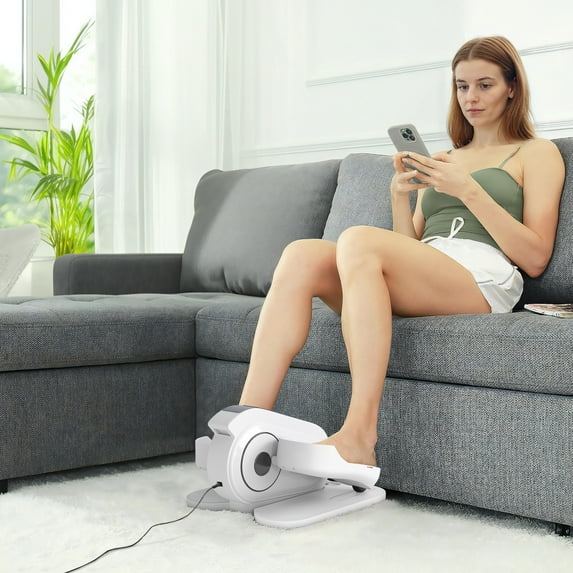 Soozier Under Desk Elliptical Machine, Ellipse Leg Exerciser while Sitting for Seniors with LCD Monitor, Remote Control, and 10 Speeds