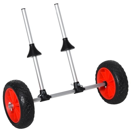 Soozier Universal Kayak Cart, Trolley Trailer Kayak Wheels with Strong Aluminum Frame, Adjustable Width Crossbar, & Large Tires,
