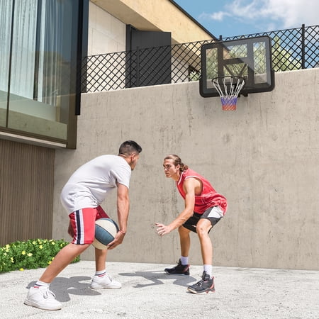 Soozier Wall Mounted Basketball Hoop with 43" Reinforced Shatter Resistant Backboard for Indoor or Outdoor Use