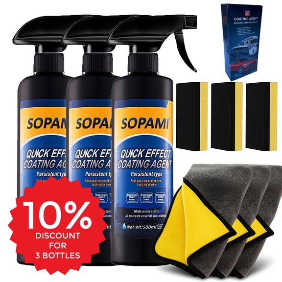 Sopami Car Coating Spray – 50.7oz - 1500ml - Quick Waterless Wash Wax Coat , Rinseless Effect Cleaning Agent for Auto Detailing Polish
