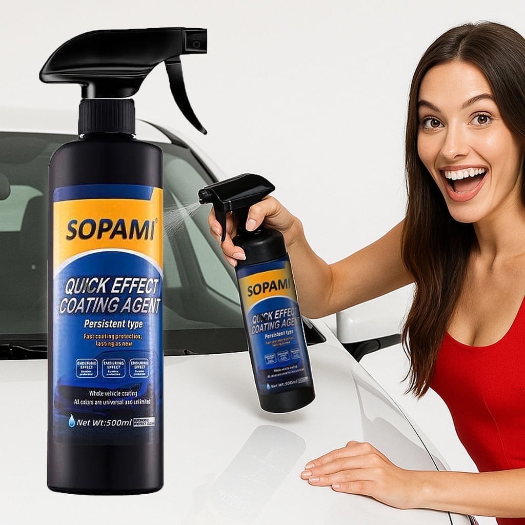 Sopami Car Coating Spray  500ml - Quick Waterless Wash Wax Coat , Rinseless Effect Cleaning Agent for Auto Detailing Polish