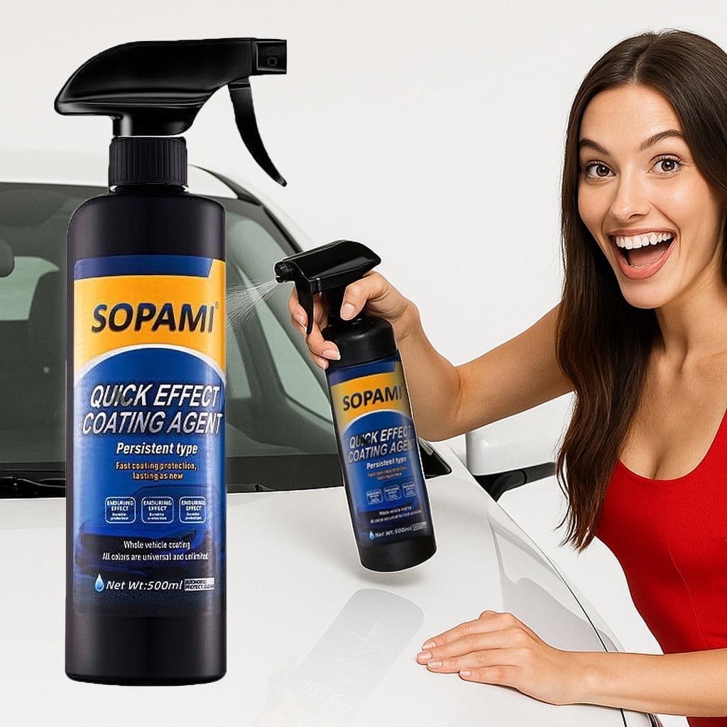 Sopami Car Coating Spray  500ml - Quick Waterless Wash Wax Coat , Rinseless Effect Cleaning Agent for Auto Detailing Polish