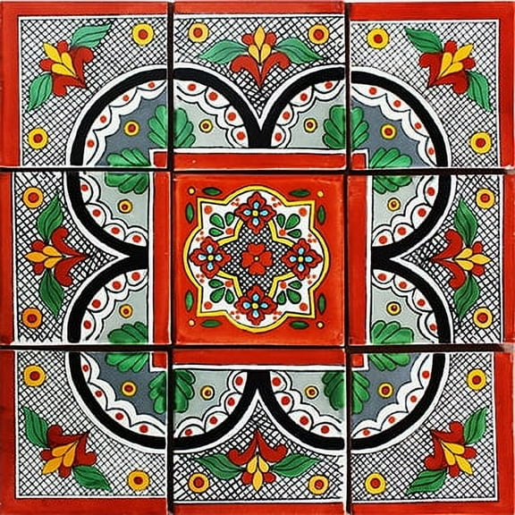 Sopeira Mexican Tile Set Backsplash Mural