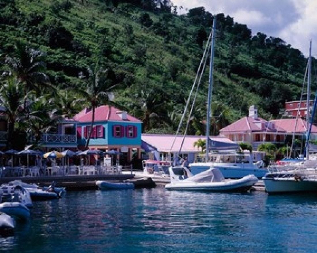 Sopers Hole Wharf Pussers Landing Frenchmans Cay Tortola Caribbean Canvas Art - Paul Thompson DanitaDelimont (20 x 16)