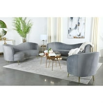Sophia 3-piece Upholstered Living Room Set with Camel Back Grey and Gold
