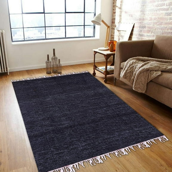 Sophia-Art Cotton Handmade Braided Indian Tessals Rug 6.5 x 3 Ft for Room Floor, Bedroom Dining Home Ottoman Chindi Area Rugs, Shaded Maroon