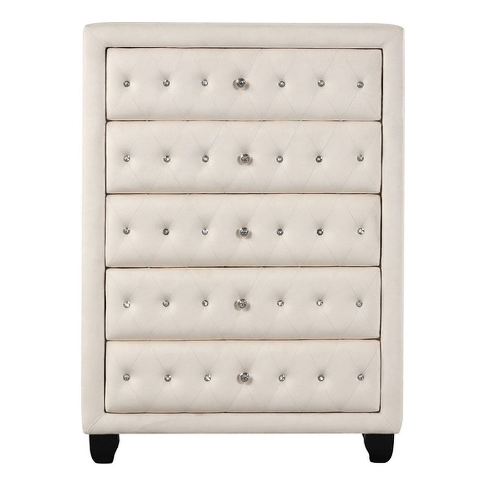Sophia Crystal Tufted Modern style 5-Drawer Chest made with wood in ...