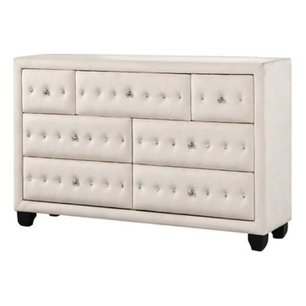 cream wood dresser TOV Julieta 62" Wide Modern Cream Wood 6-Drawer Dresser