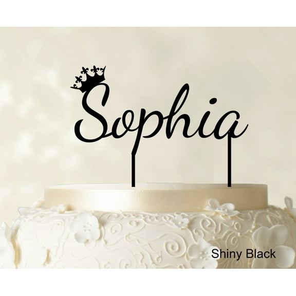 """Sophia"" Custom Name Cake Topper With Crown Personalized Birthday Cake Topper Color Option Available 5""-7"" Inches Wide"